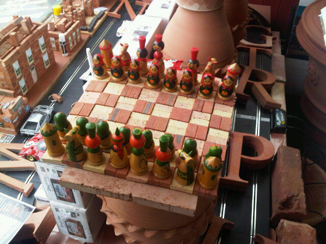 Terracotta Mini Brick Chess Set. board only. 15.00