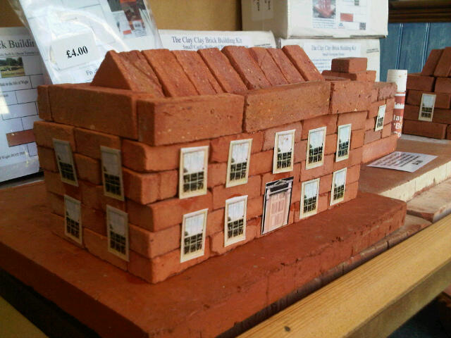 Medium Georgian house building kit made up of 32 by 16 by 10.5mm mini clay bricks, and roof pieces